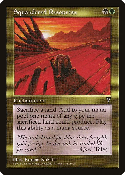 Squandered Resources trading card